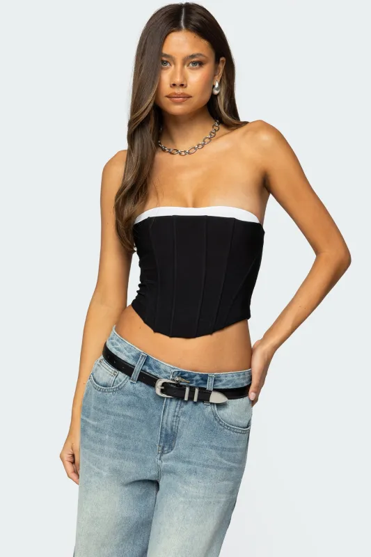 Ryla Contrast Layered Mesh Corset sold by Edikted