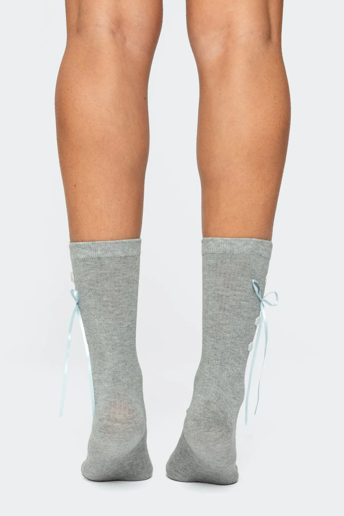 Ribbon & Flower Button Socks sold by Edikted product image thumbnail 3