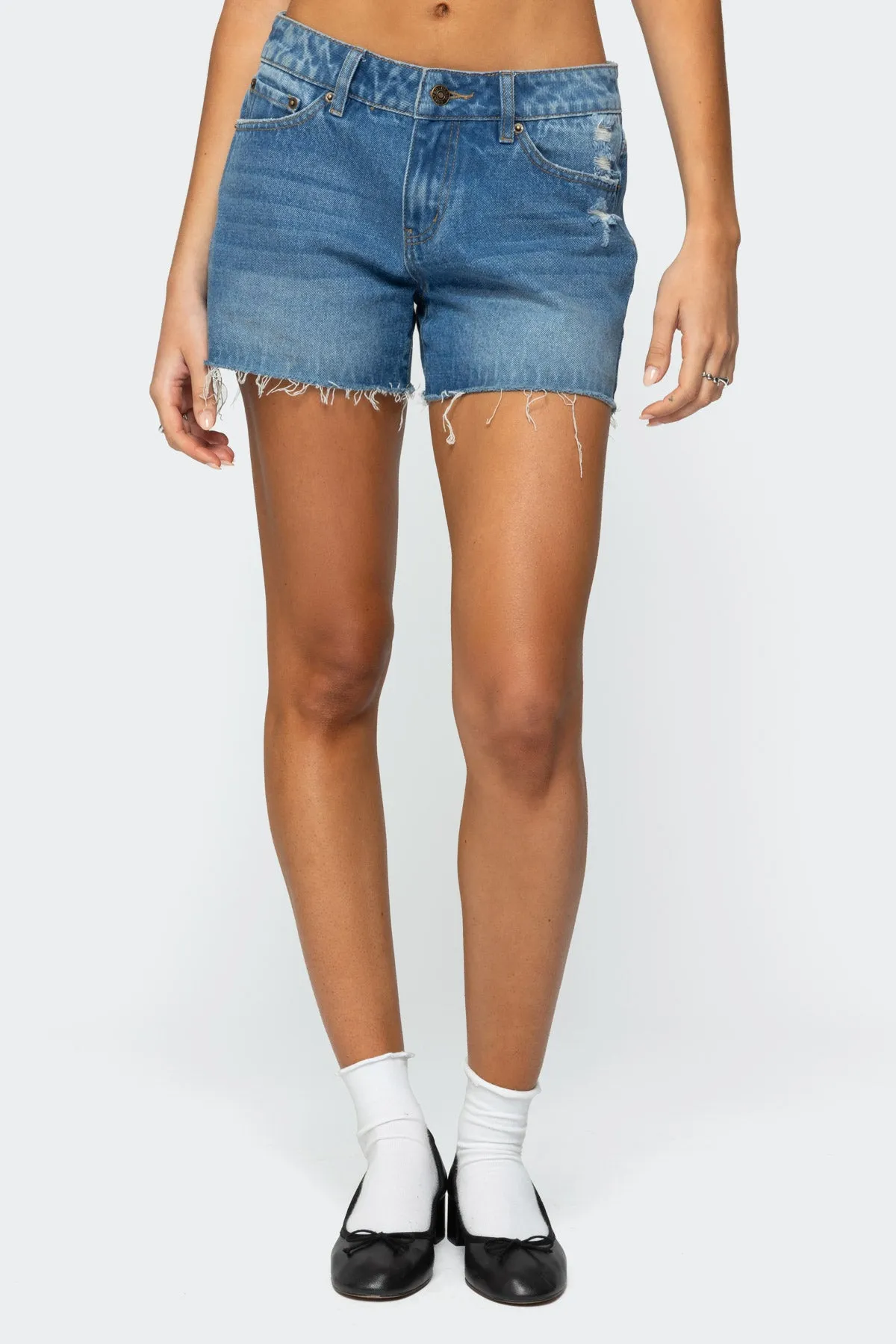 Scottie Low Rise Denim Shorts sold by Edikted product image thumbnail 2