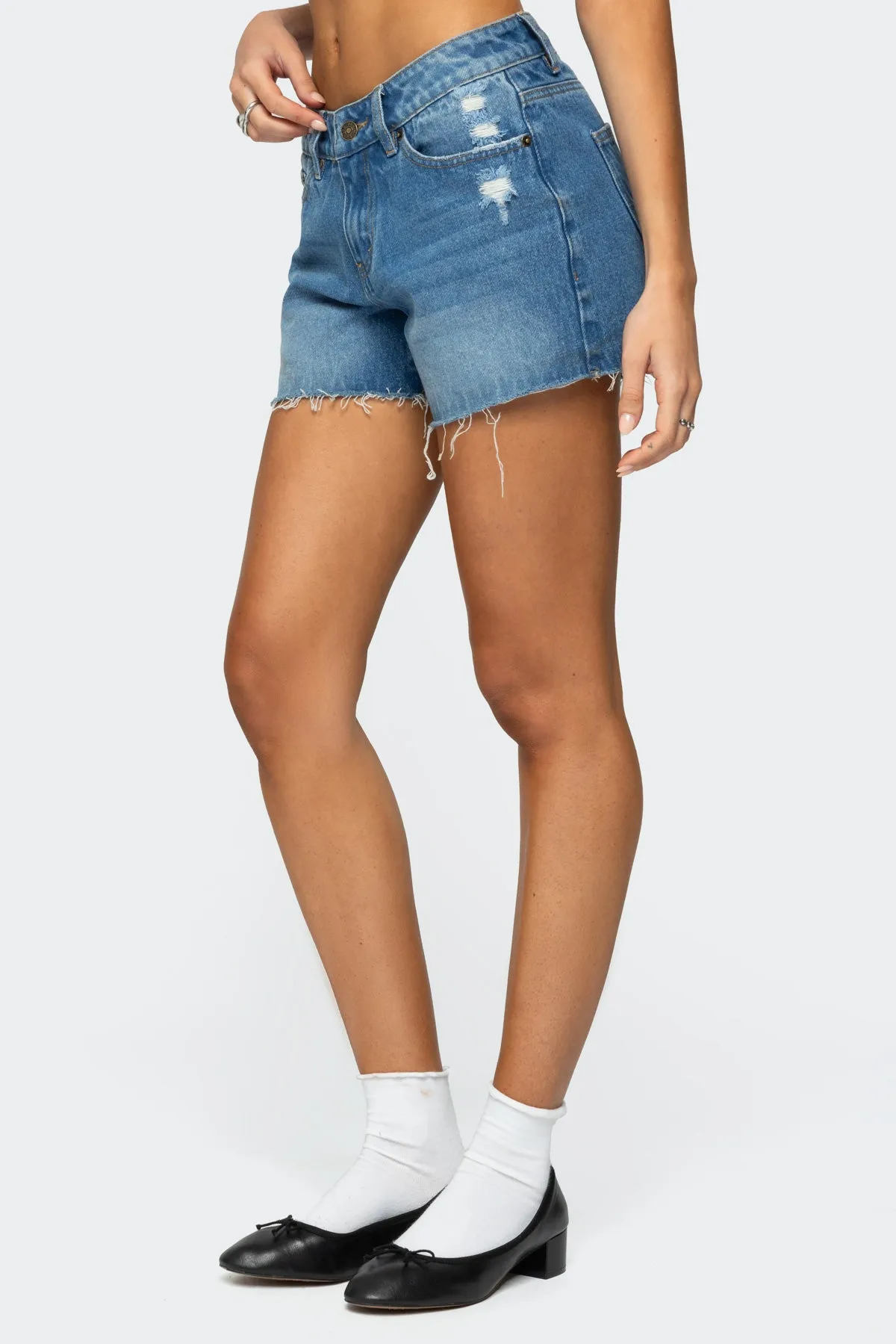 Scottie Low Rise Denim Shorts sold by Edikted product image thumbnail 3
