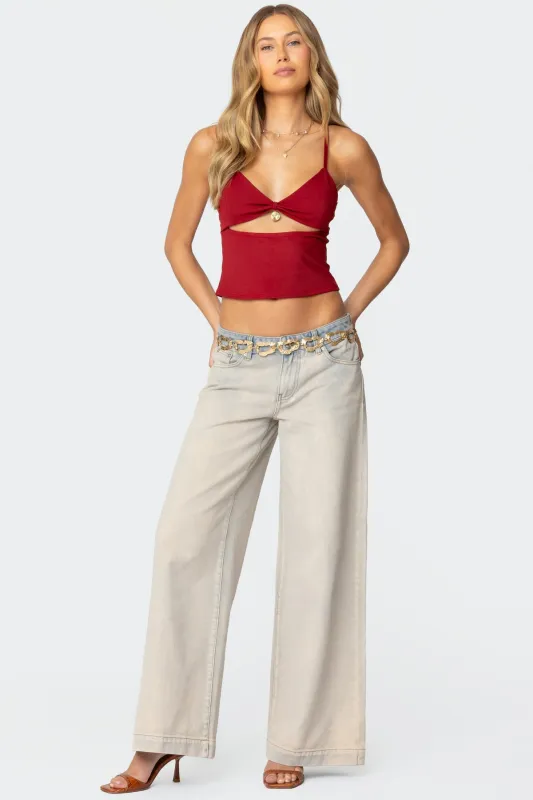 Rhiannon Washed Wide Leg Jeans sold by Edikted