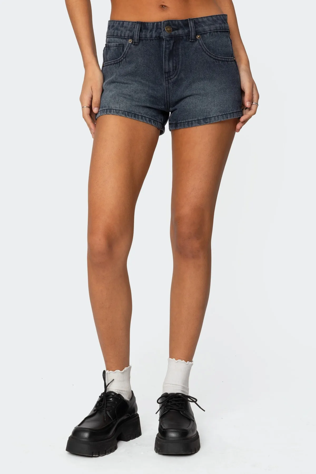Siobhan Mid Rise Denim Shorts sold by Edikted product image thumbnail 2