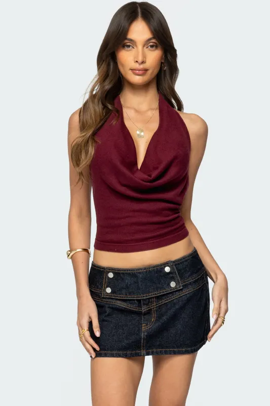 Kia Cowl Neck Knit Top sold by Edikted