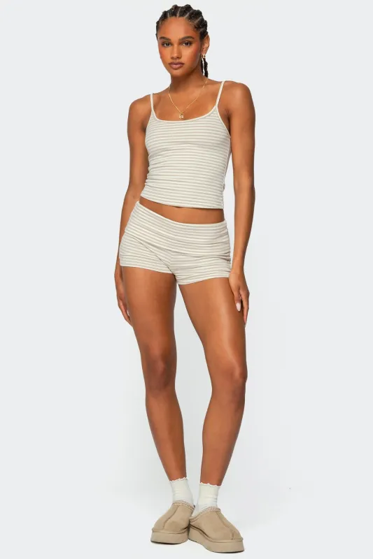 Kodi Striped Fold Over Shorts sold by Edikted