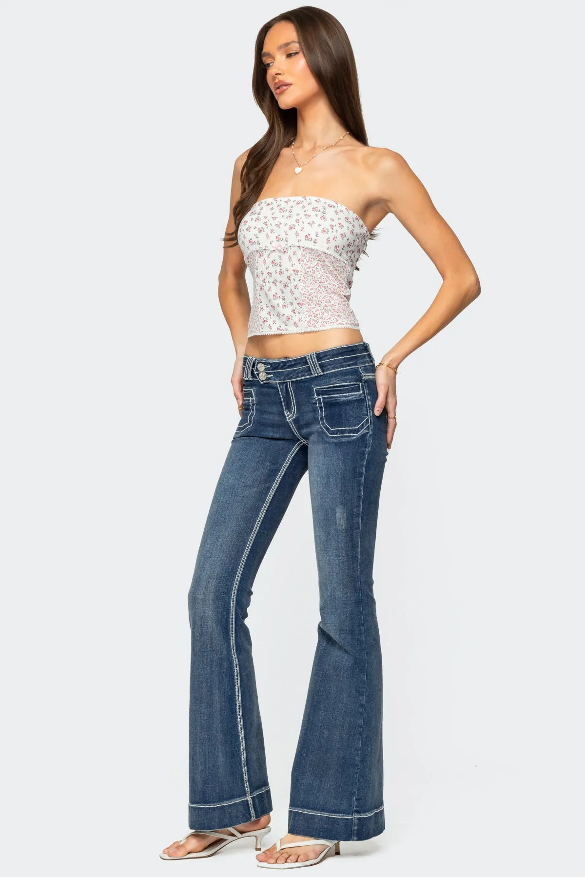 Mixed Floral Pointelle Tube Top sold by Edikted product image thumbnail 4