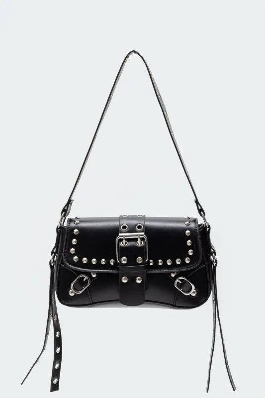 Stud & Buckle Faux Leather Bag sold by Edikted