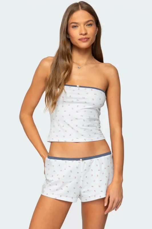 Stefi Floral Contrast Tube Top sold by Edikted