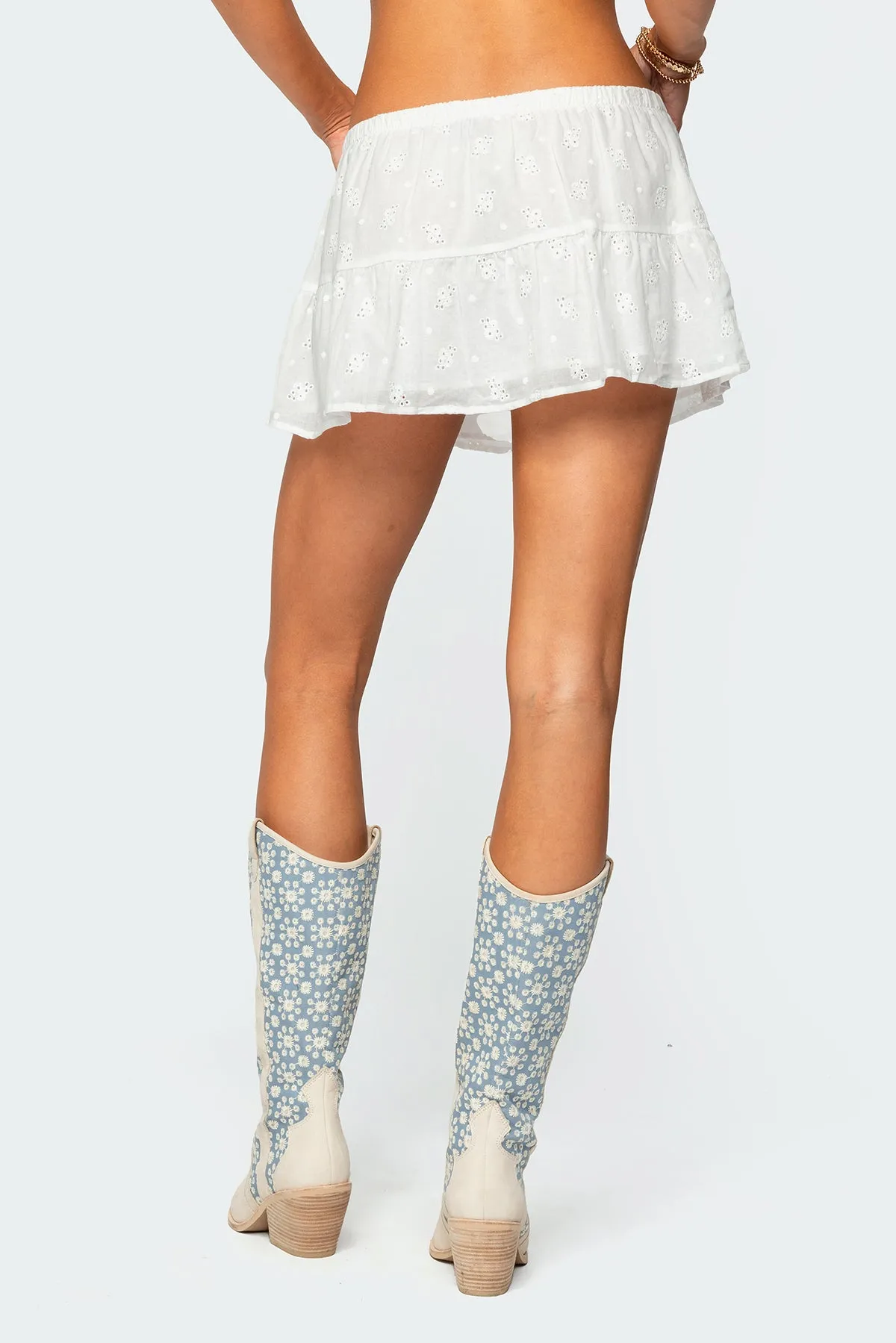 Dora Eyelet Flared Mini Skirt sold by Edikted product image thumbnail 5
