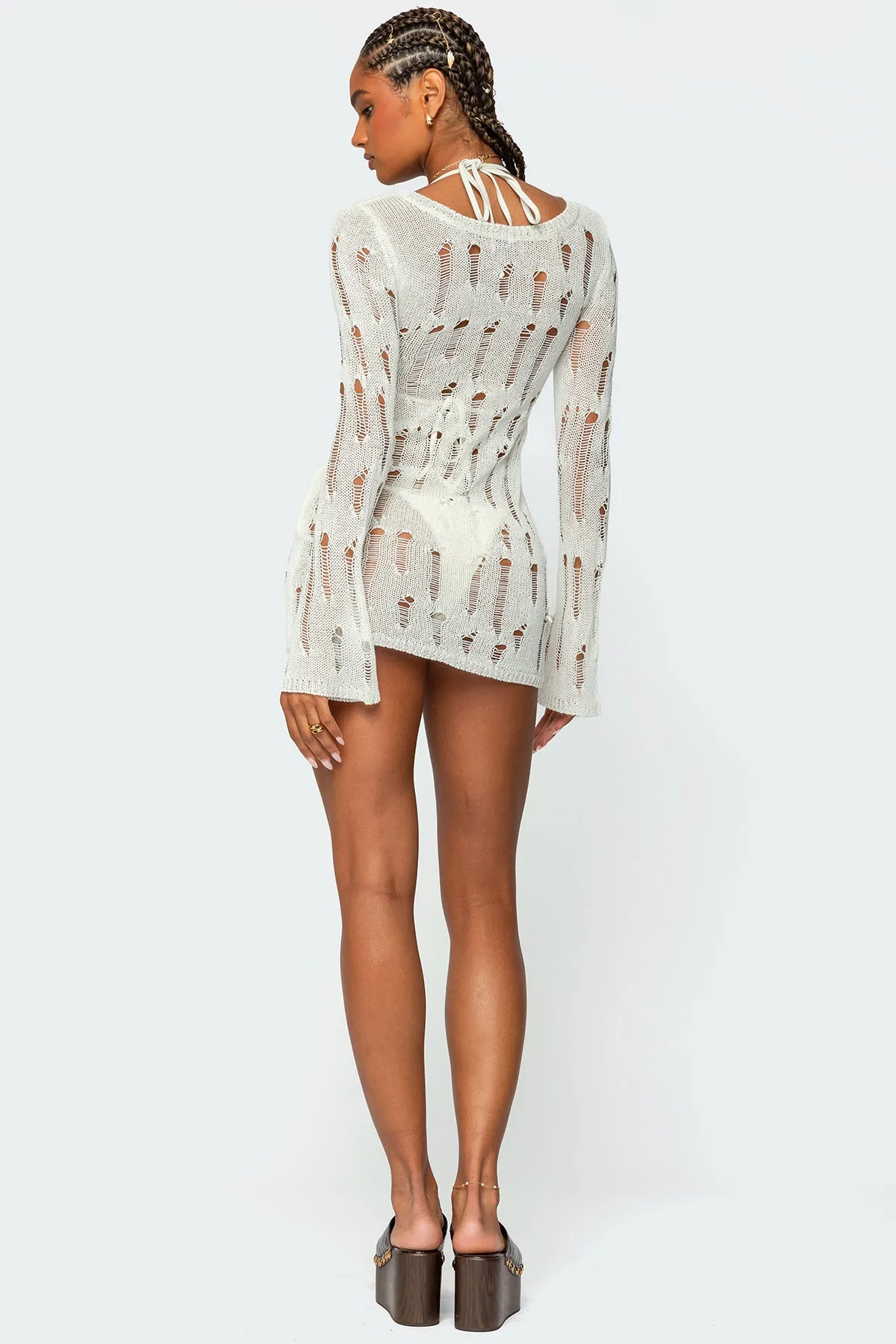 Manuela Distressed Knit Mini Dress sold by Edikted product image thumbnail 5