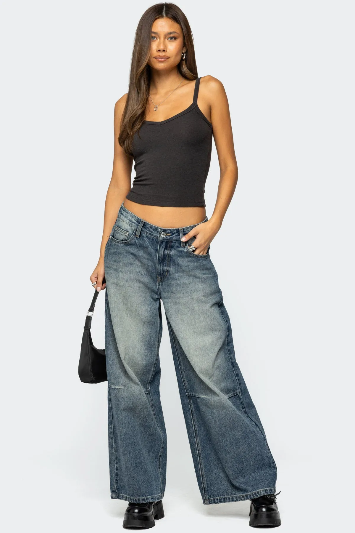 Aspyn V Neck Ribbed Tank Top sold by Edikted product image thumbnail 2