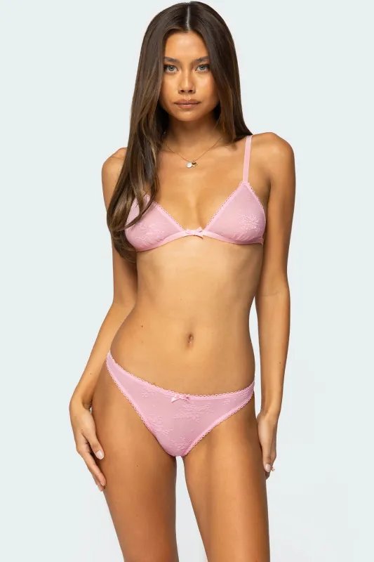 Darcie Sheer Lace Triangle Bralette sold by Edikted