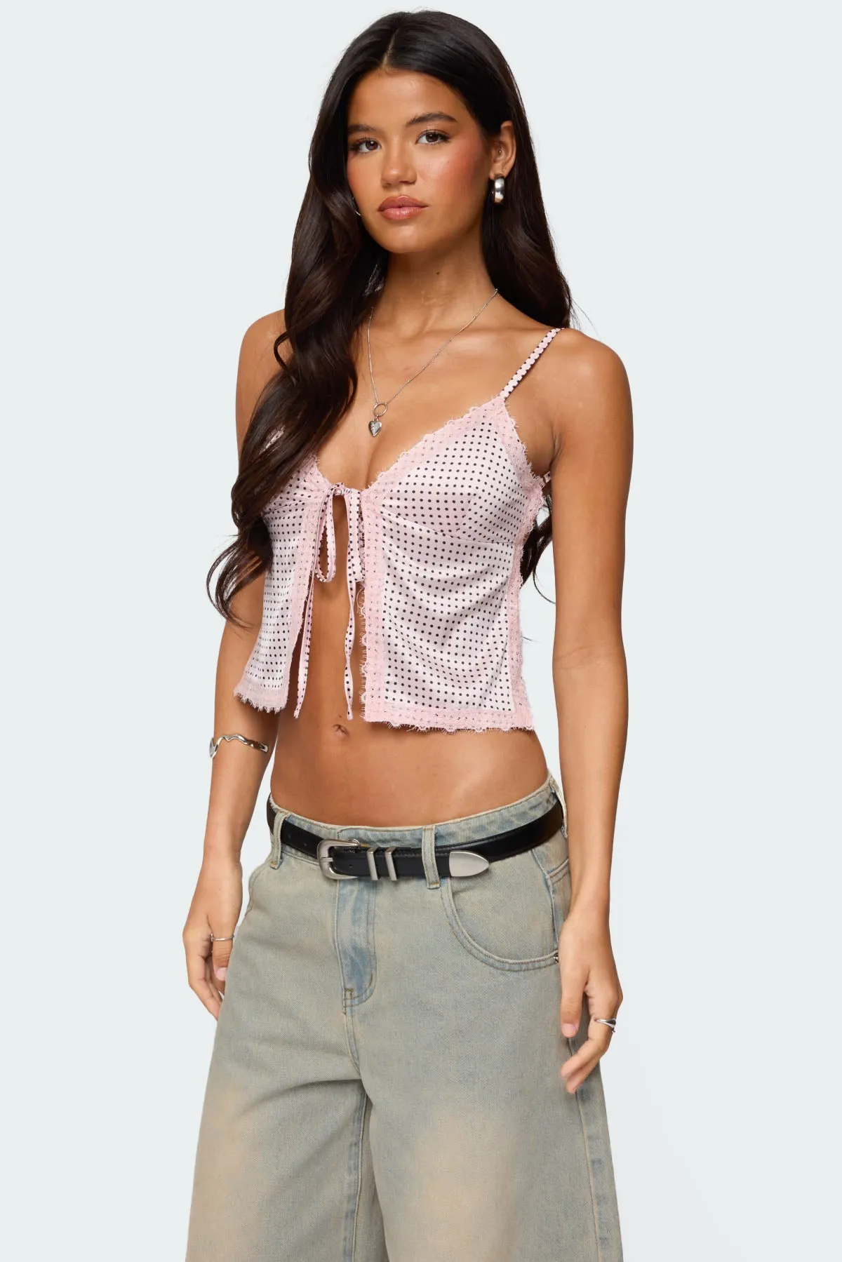 Backless Satin Effect Polka Dot Top sold by Edikted product image thumbnail 3