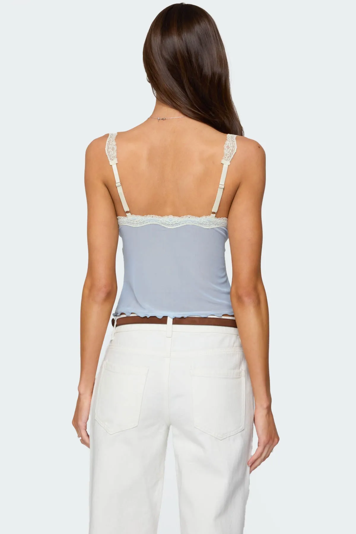 Contrast Lacey Mesh Tank Top sold by Edikted product image thumbnail 5