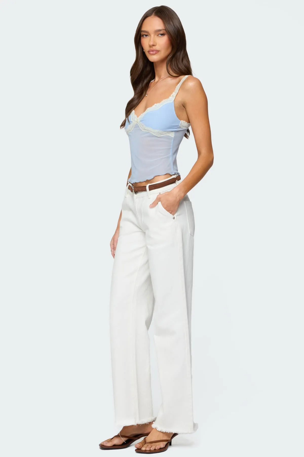 Contrast Lacey Mesh Tank Top sold by Edikted product image thumbnail 4