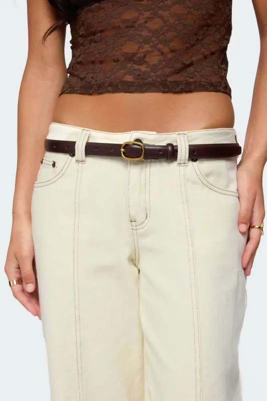Oval Buckle Faux Leather Belt sold by Edikted