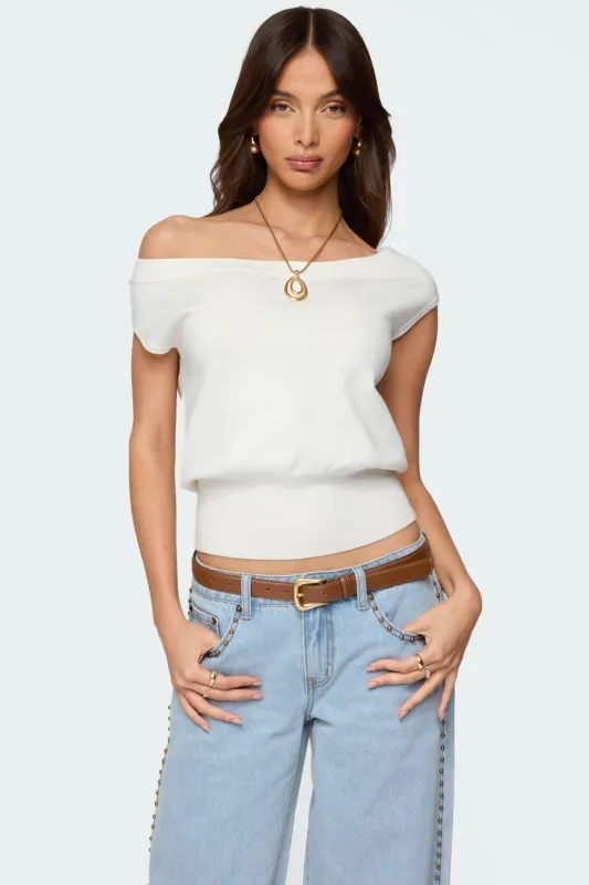 Michaela Off Shoulder Knit Top sold by Edikted
