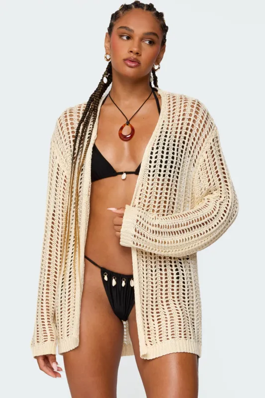 Darcee Oversized Crochet Cardigan sold by Edikted