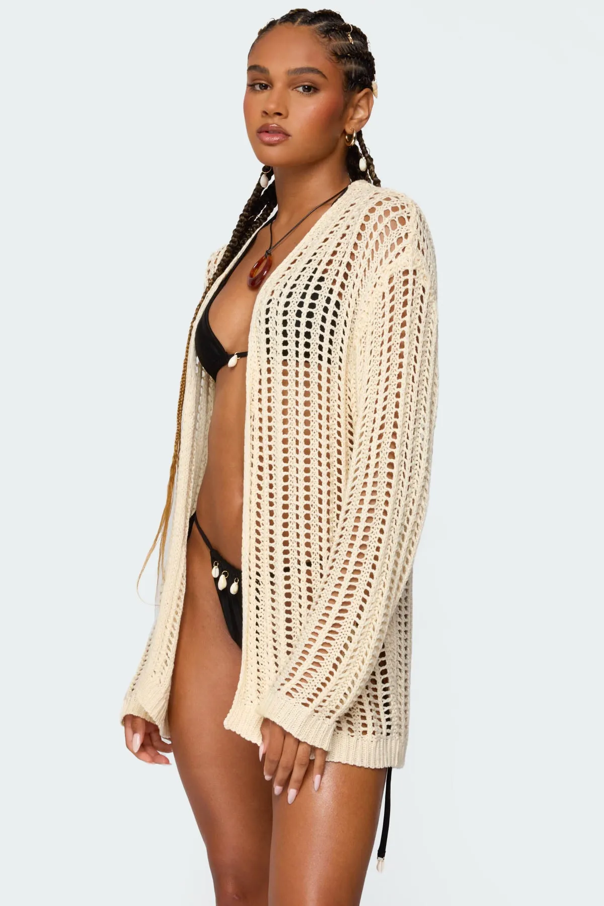 Darcee Oversized Crochet Cardigan sold by Edikted product image thumbnail 3