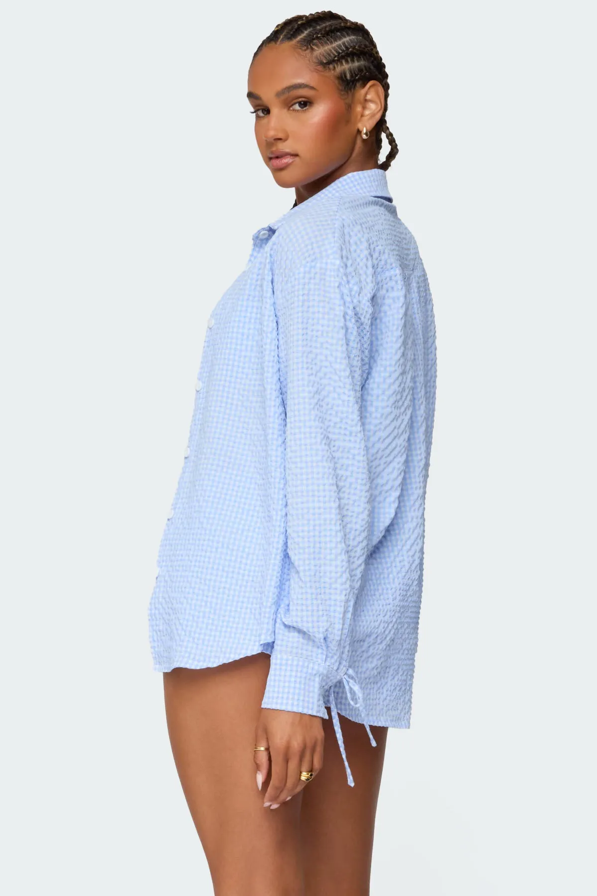 Lira Textured Gingham Button Up Shirt sold by Edikted product image thumbnail 4