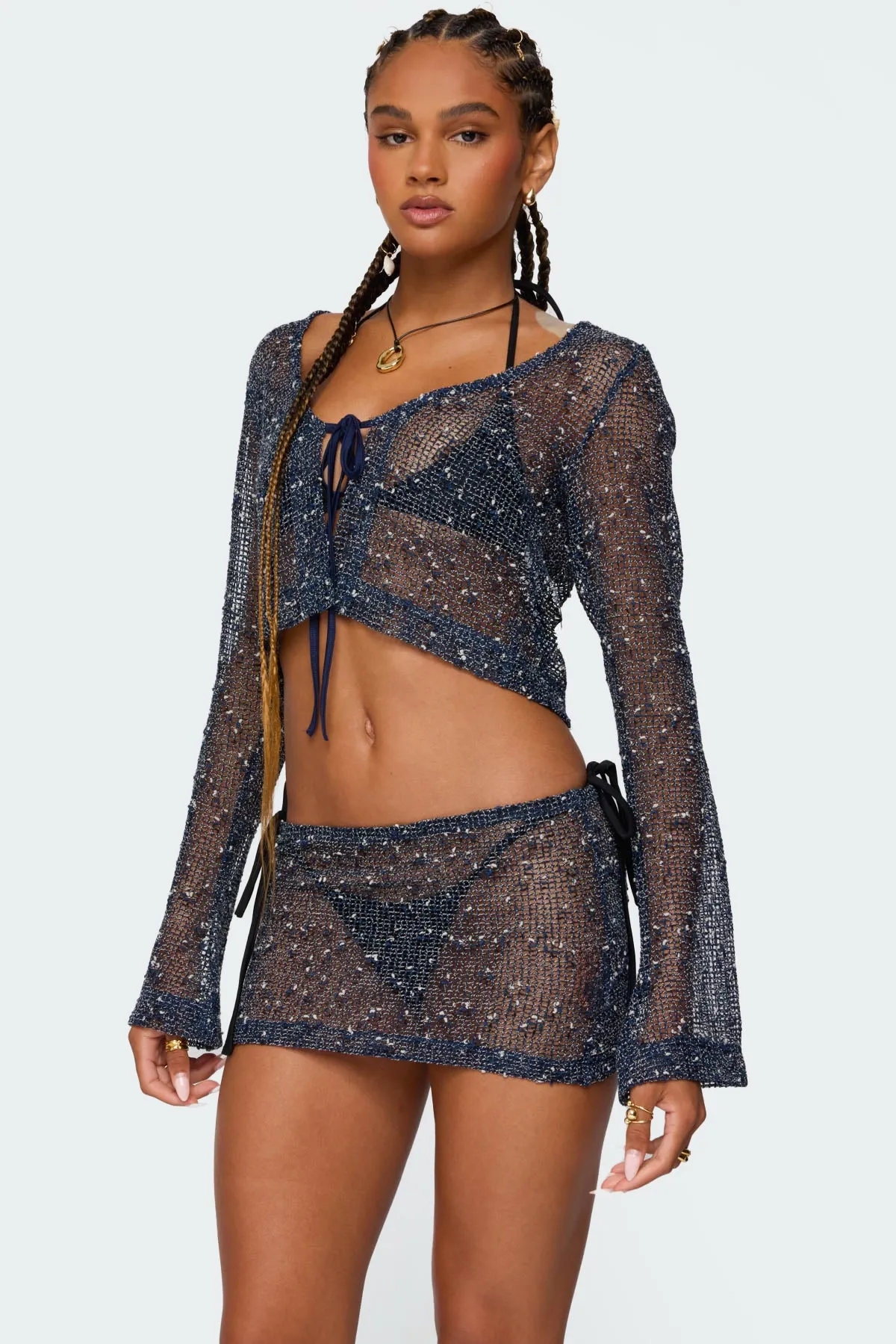 Idra Crochet Net Tie Front Top sold by Edikted product image thumbnail 3