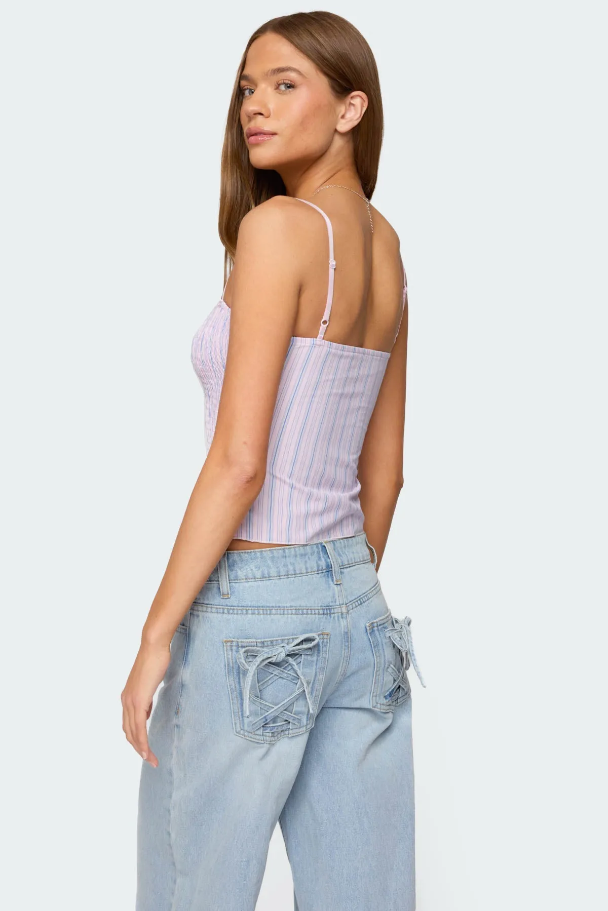 Leela Scrunch Striped Tank Top sold by Edikted product image thumbnail 5