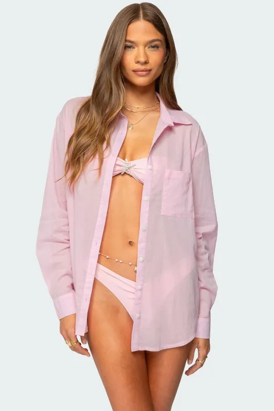Kellen Oversized Cotton Button Up Shirt sold by Edikted
