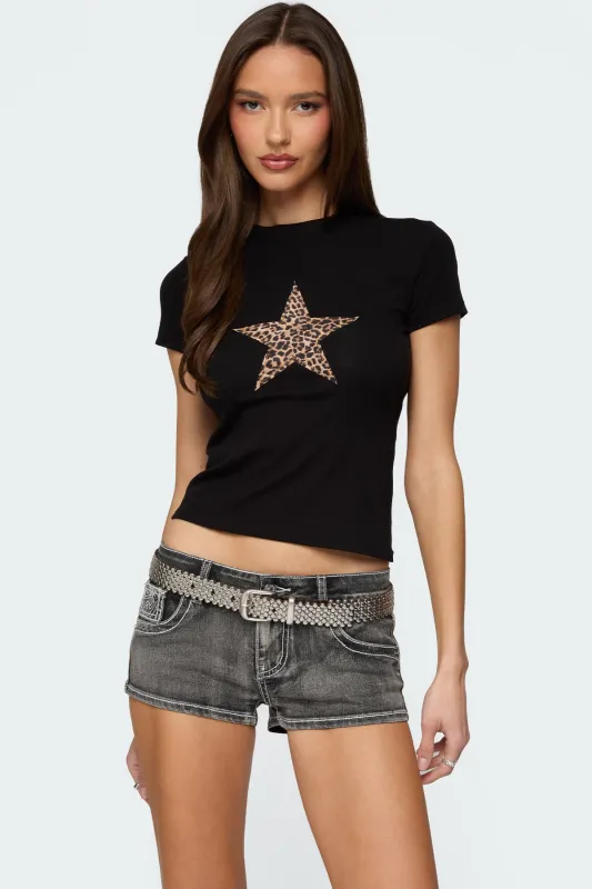 Narla Leopard Star T Shirt sold by Edikted