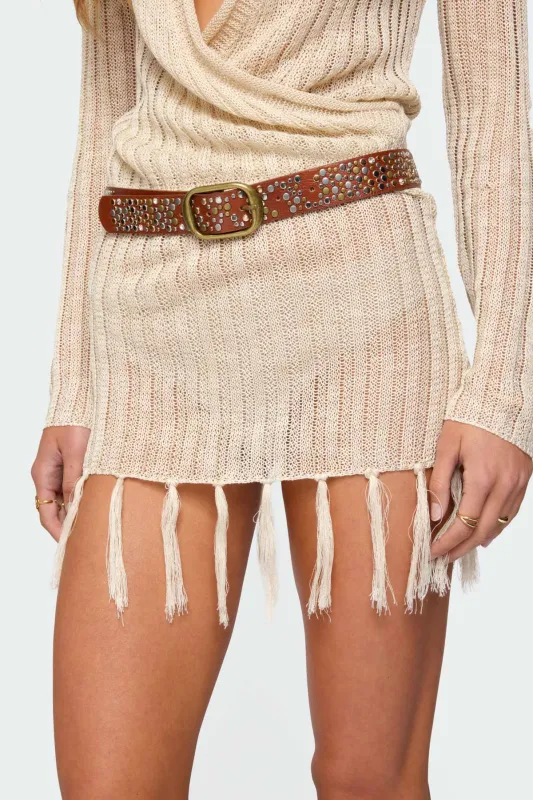 Zinia Studded Faux Leather Belt sold by Edikted