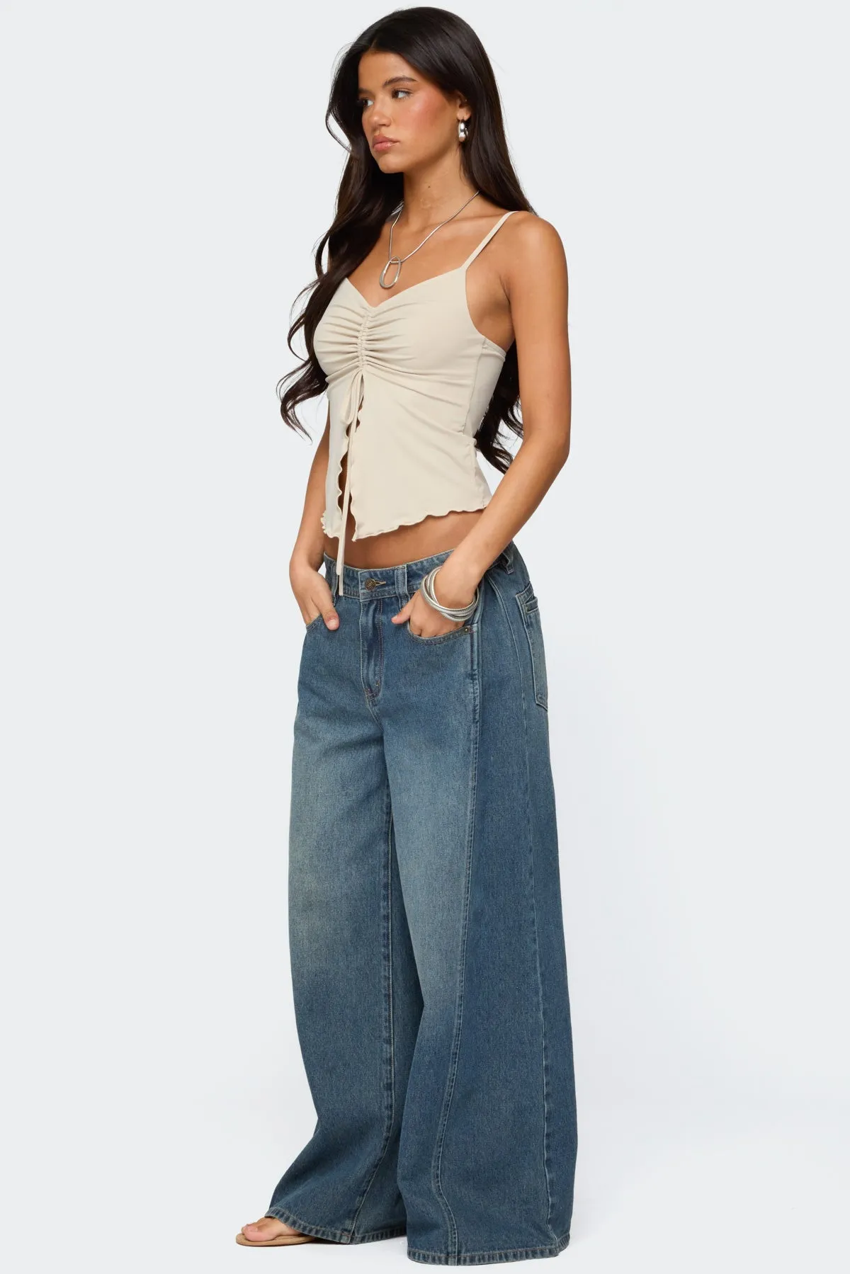 Landon Drawstring Split Front Top sold by Edikted product image thumbnail 4
