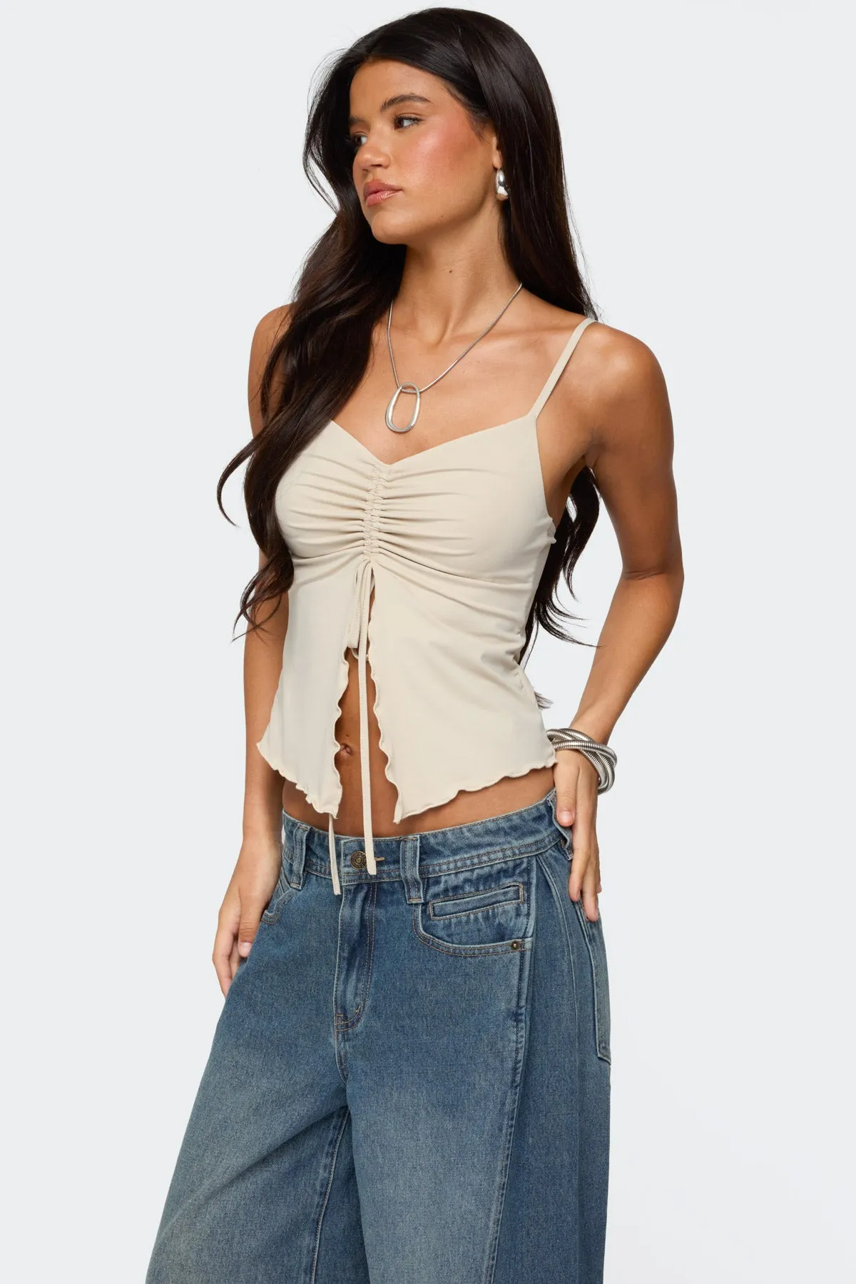 Landon Drawstring Split Front Top sold by Edikted product image thumbnail 3