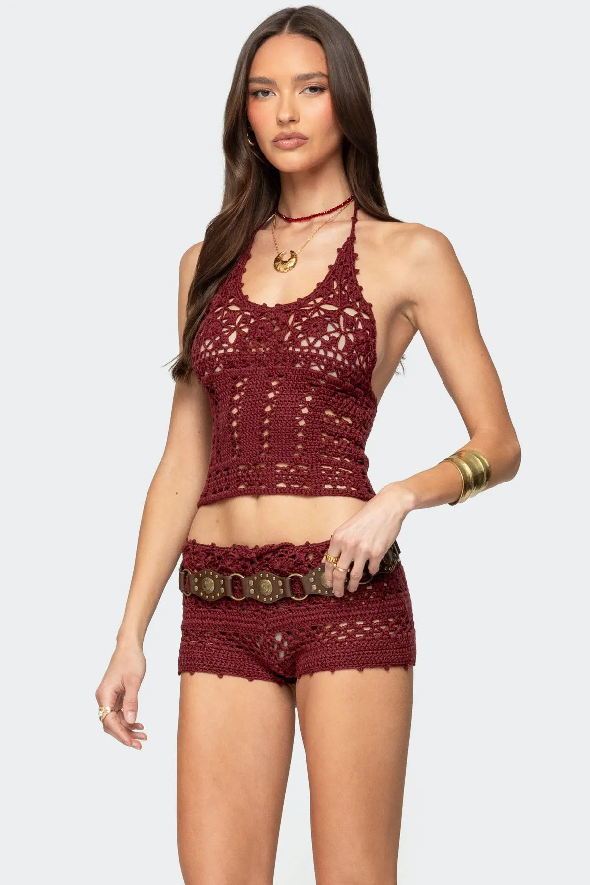 Kelani Crochet Halter Top sold by Edikted product image thumbnail 3