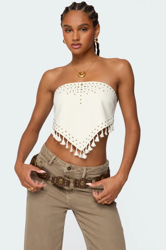 Stud & Tassel Handkerchief Top sold by Edikted