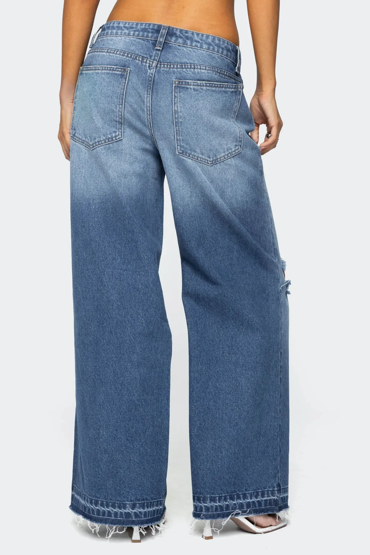 Xenia Distressed Low Rise Baggy Jeans sold by Edikted product image thumbnail 5