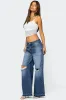 Xenia Distressed Low Rise Jeans sold by Edikted