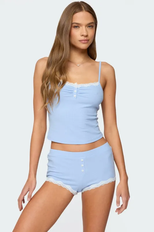 Olena Lacey Henley Tank Top sold by Edikted