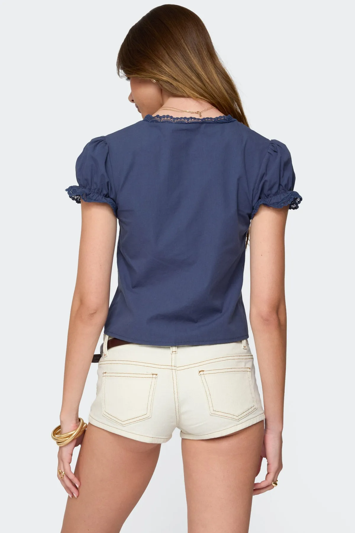 Cotton Lacey Tie Front Top sold by Edikted product image thumbnail 5