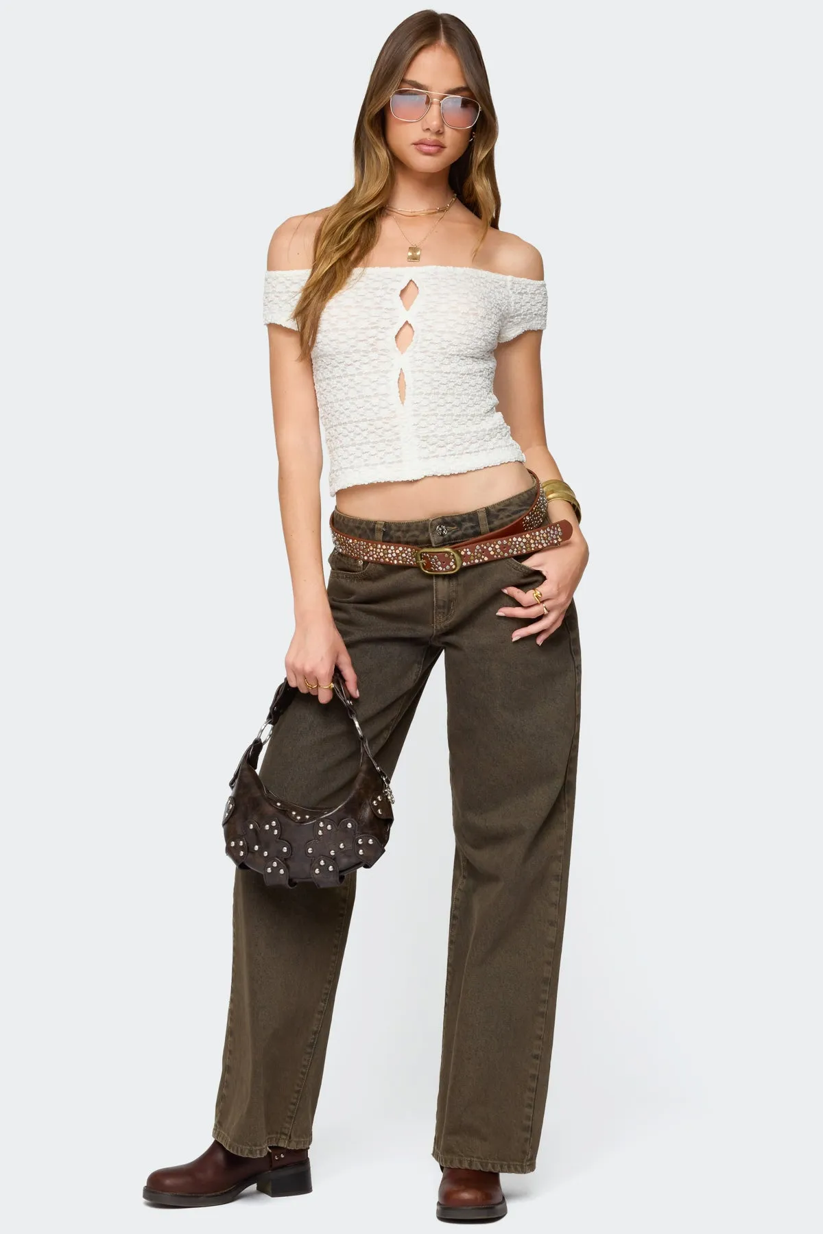 Layken Off Shoulder Textured Top sold by Edikted product image thumbnail 2