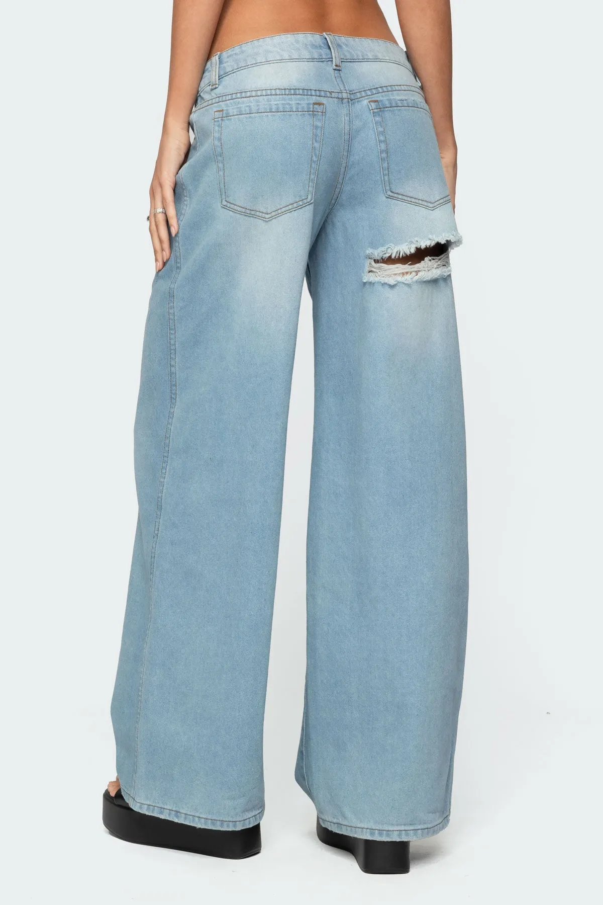 Ripley Distressed Low Rise Baggy Jeans sold by Edikted product image thumbnail 2