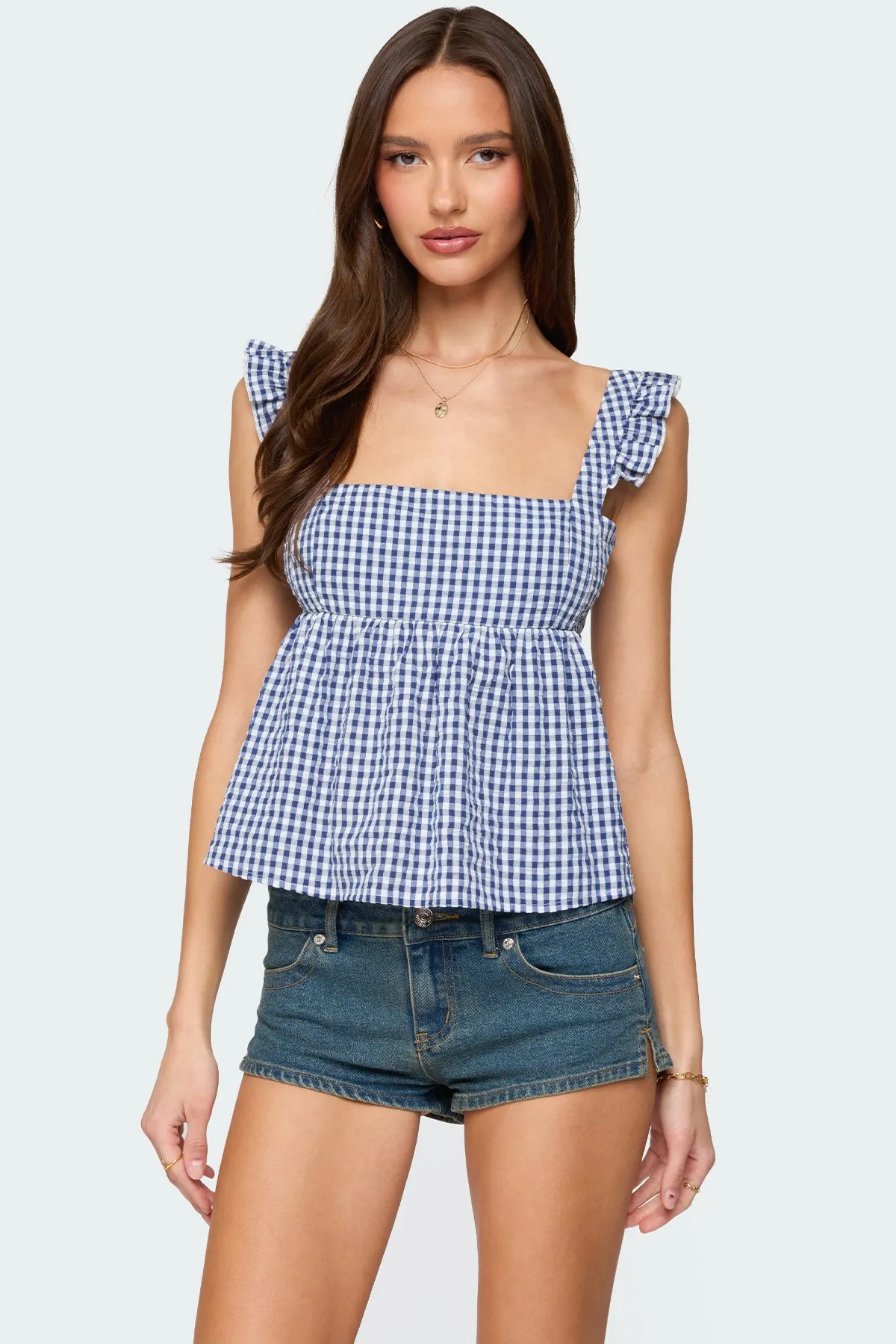 Jenson Backless Gingham Top sold by Edikted