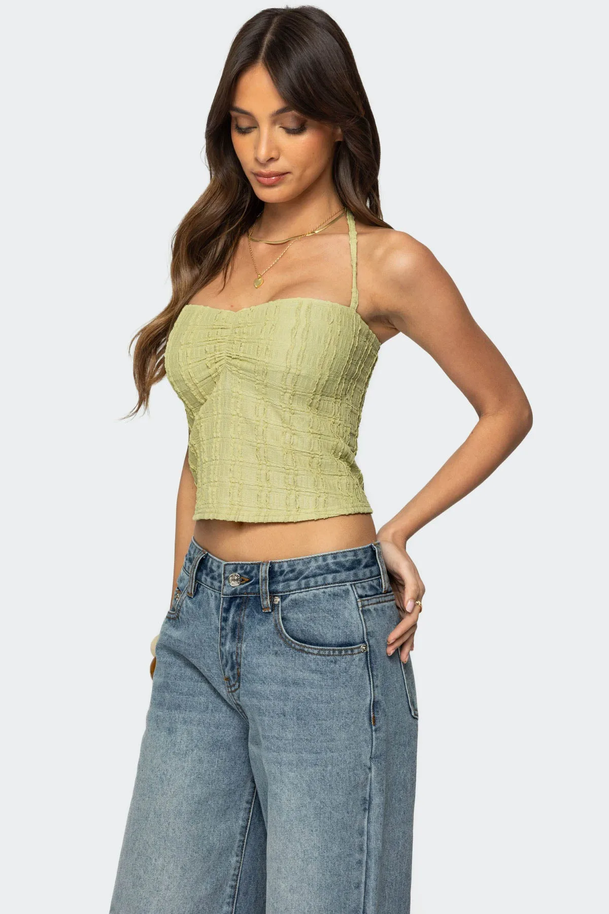 Galya Textured Halter Top sold by Edikted product image thumbnail 4