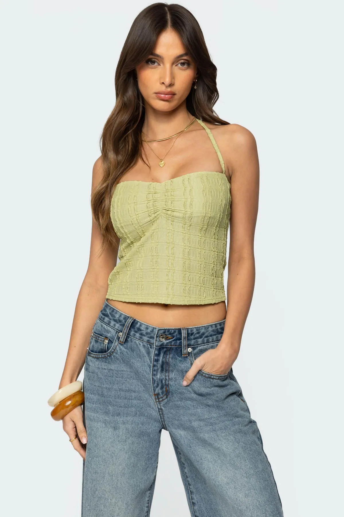 Galya Textured Halter Top sold by Edikted