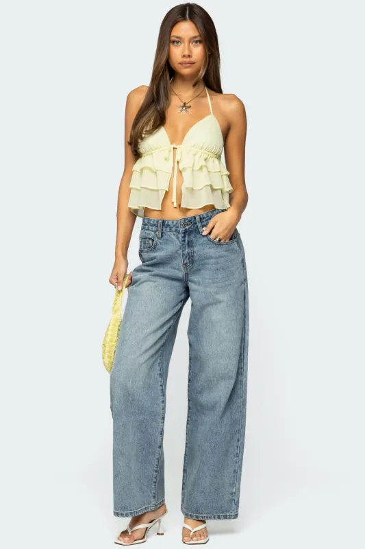 Ery Wide Leg Mid Rise Jeans sold by Edikted