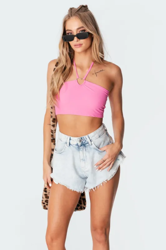 Sianna Heart Halter Crop Top sold by Edikted