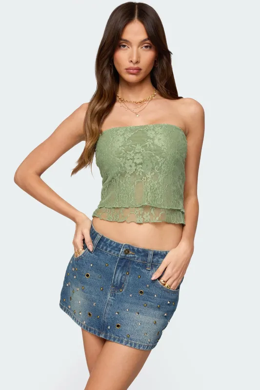 Liri Layered Lace Tube Top sold by Edikted