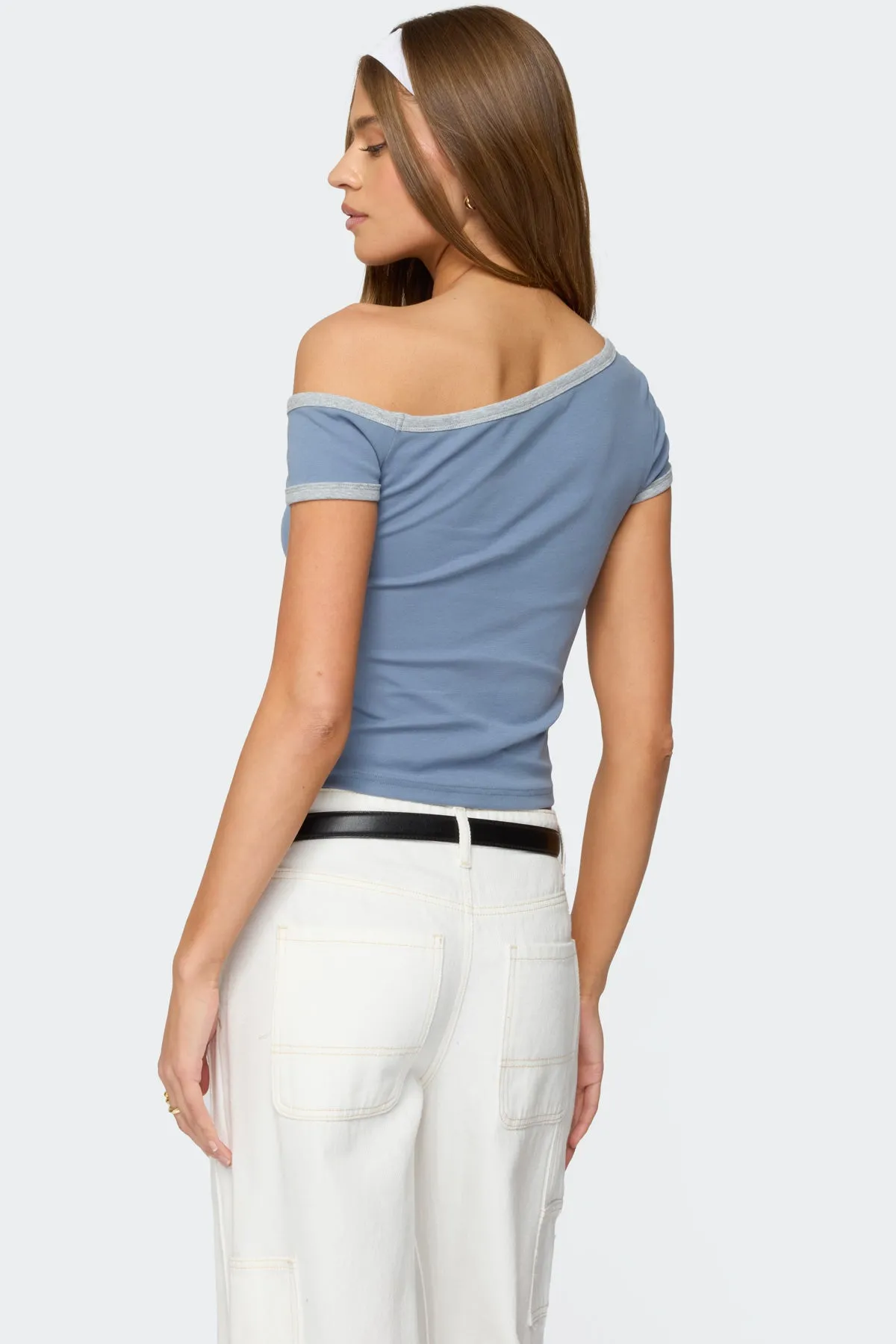 Lorna Contrast Off Shoulder Top sold by Edikted product image thumbnail 5