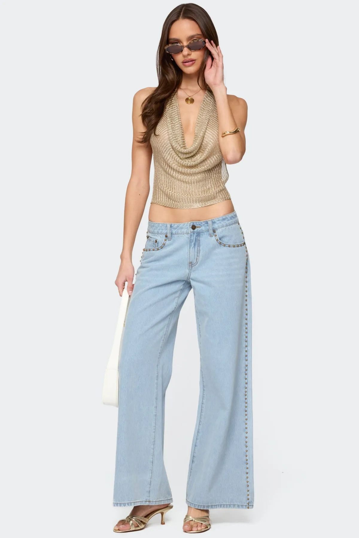 Shiny Knit Cowl Neck Backless Top sold by Edikted product image thumbnail 4