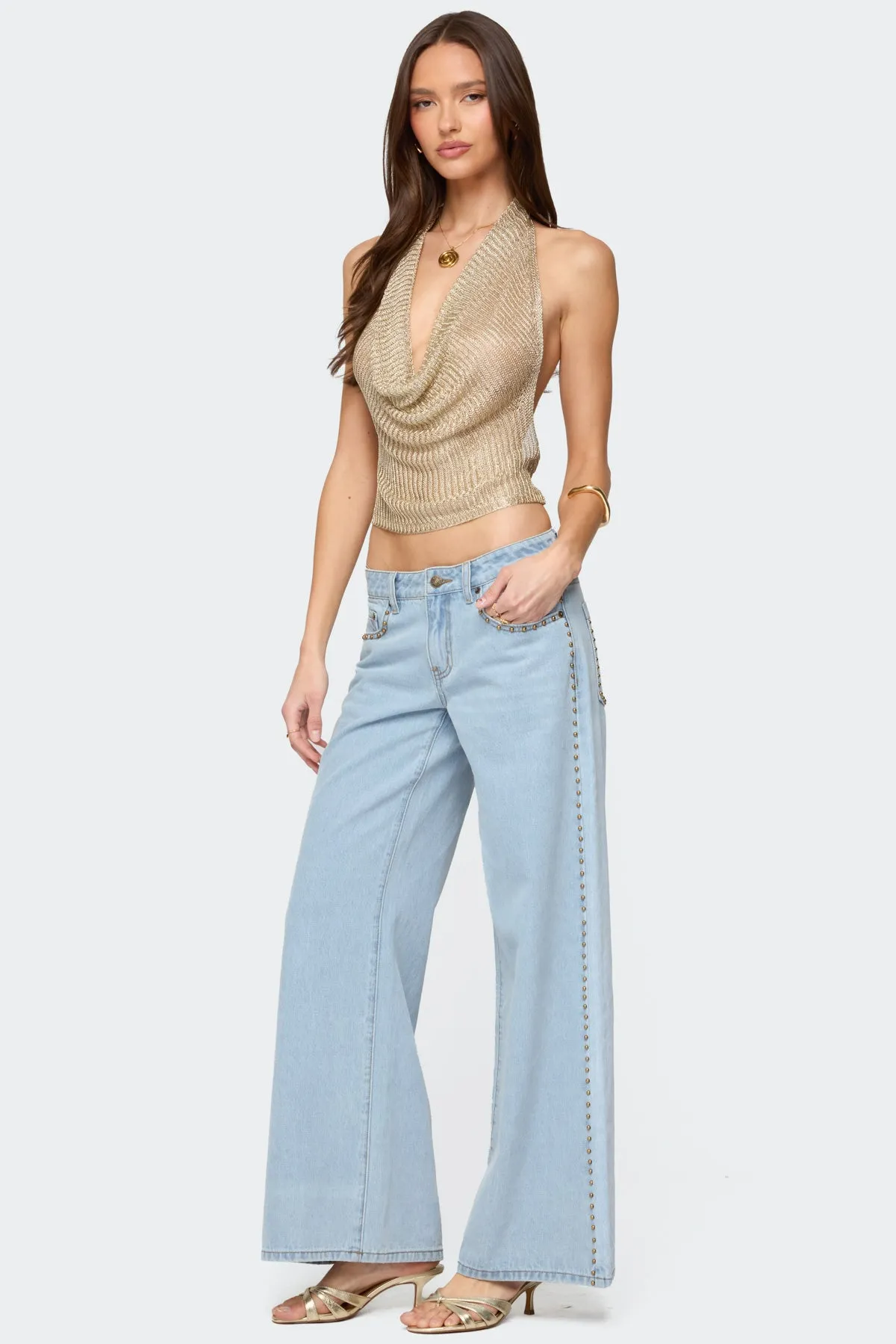 Shiny Knit Cowl Neck Backless Top sold by Edikted product image thumbnail 2