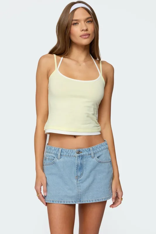 Roya Layered Halter Tank Top sold by Edikted