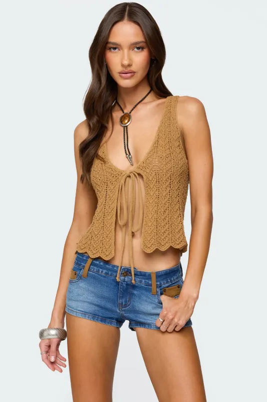 Sadiee Split Front Knit Top sold by Edikted