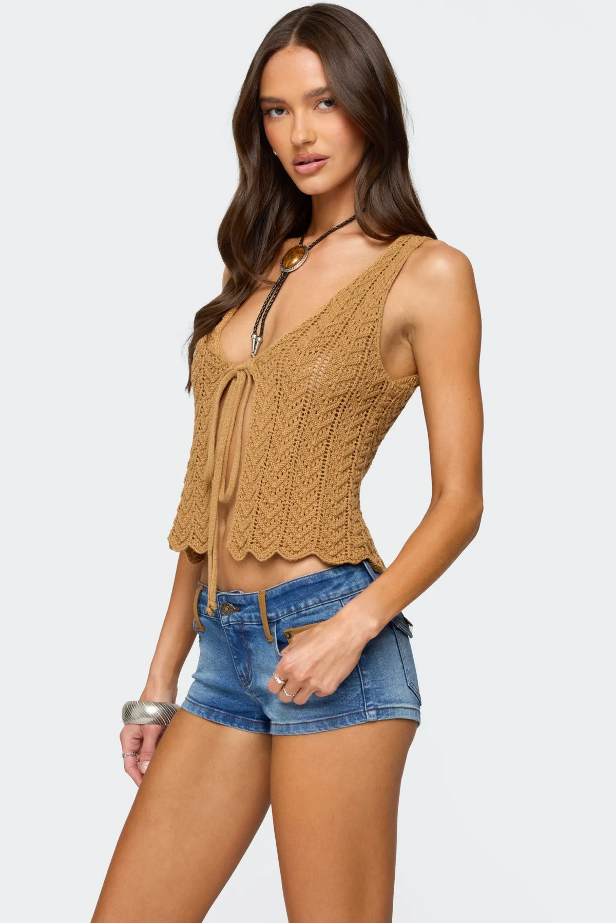 Sadiee Split Front Knit Top sold by Edikted product image thumbnail 3
